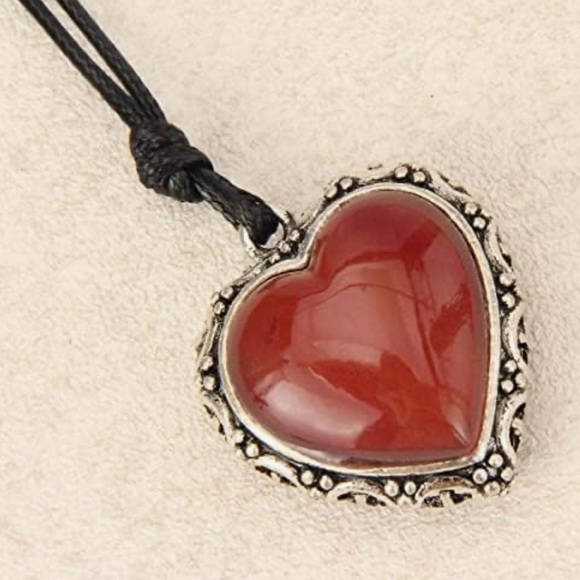 Red Heart Boho Vintage Inspired Love Necklace - Picture 7 of 9
